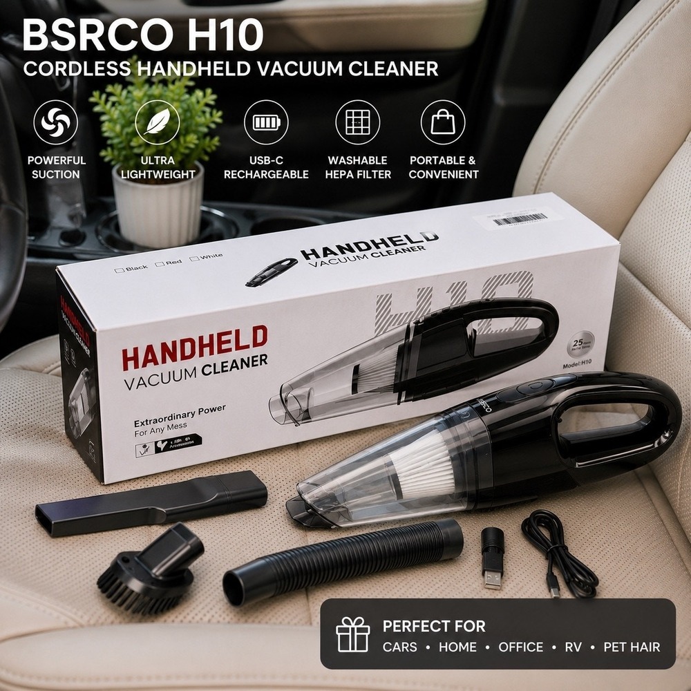 BSRCO H10 Cordless Handheld Vacuum USB-C Rechargeable Car Pet Vacuum New